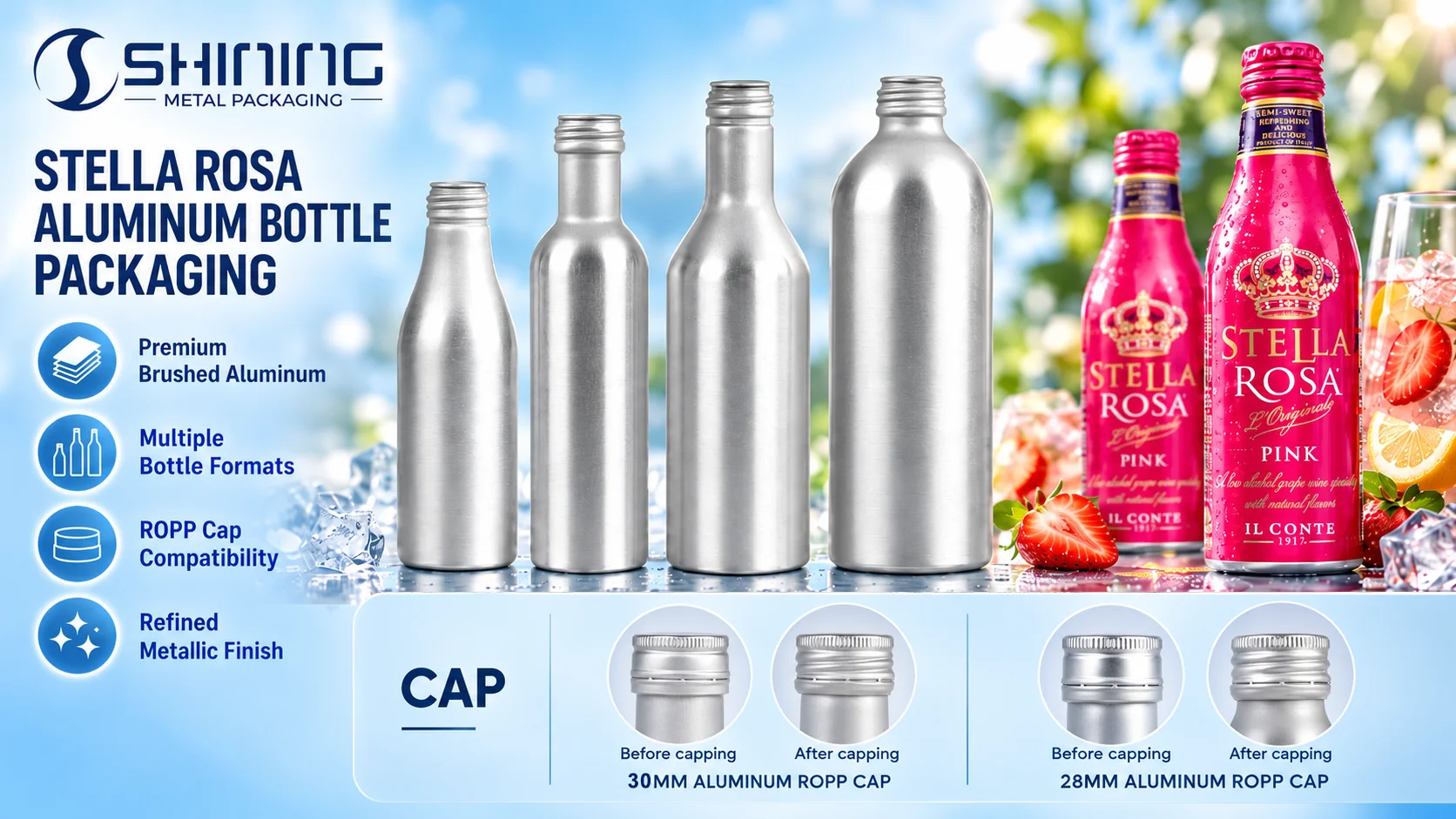 Aluminum Wine Bottle Engineering Reference aluminum wine bottle for semi-sparkling wine coating closure and printing validation