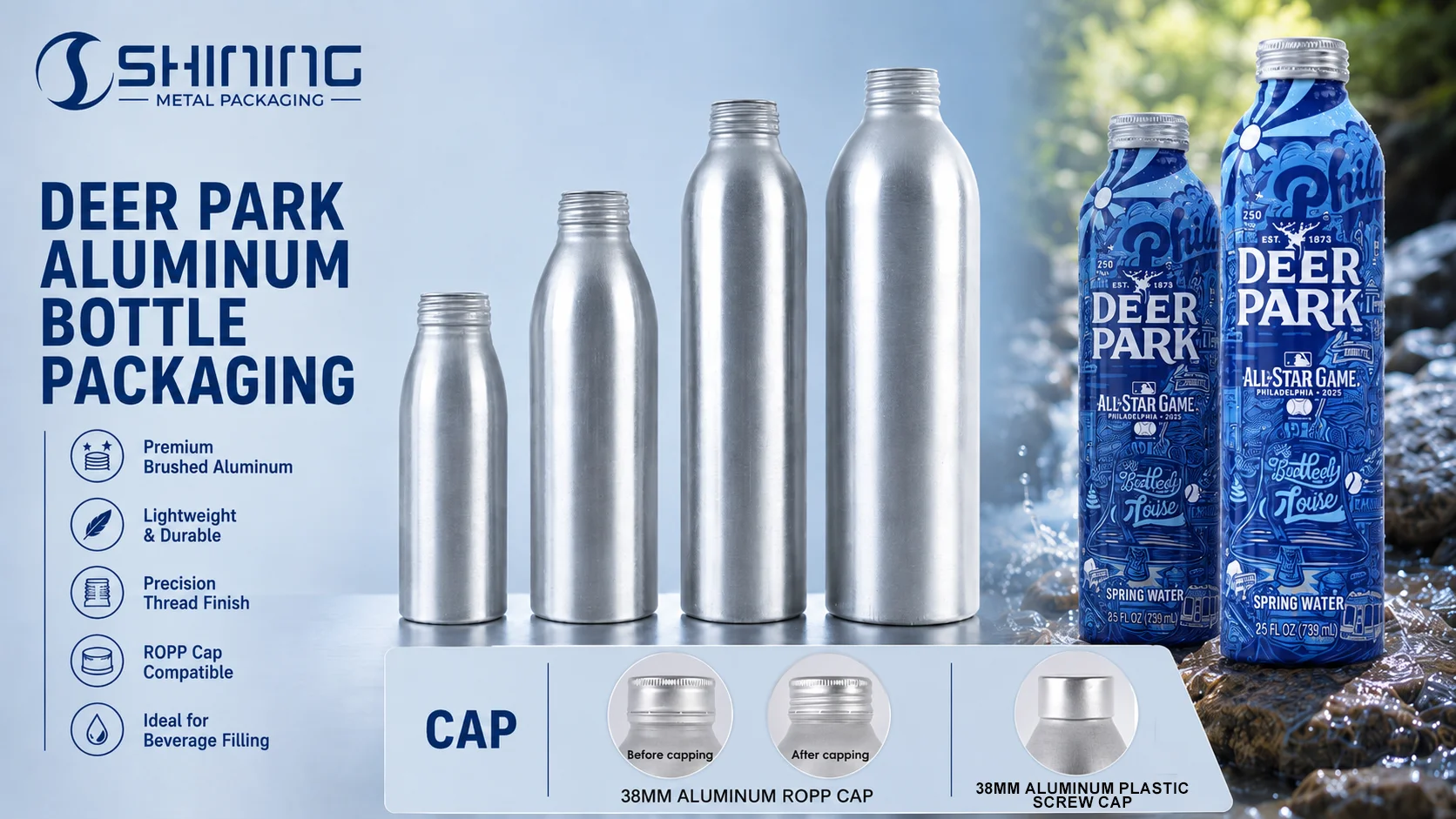 Aluminum Bottle Development Reference for Spring Water Resealable aluminum beverage bottle options for spring water development and closure validation