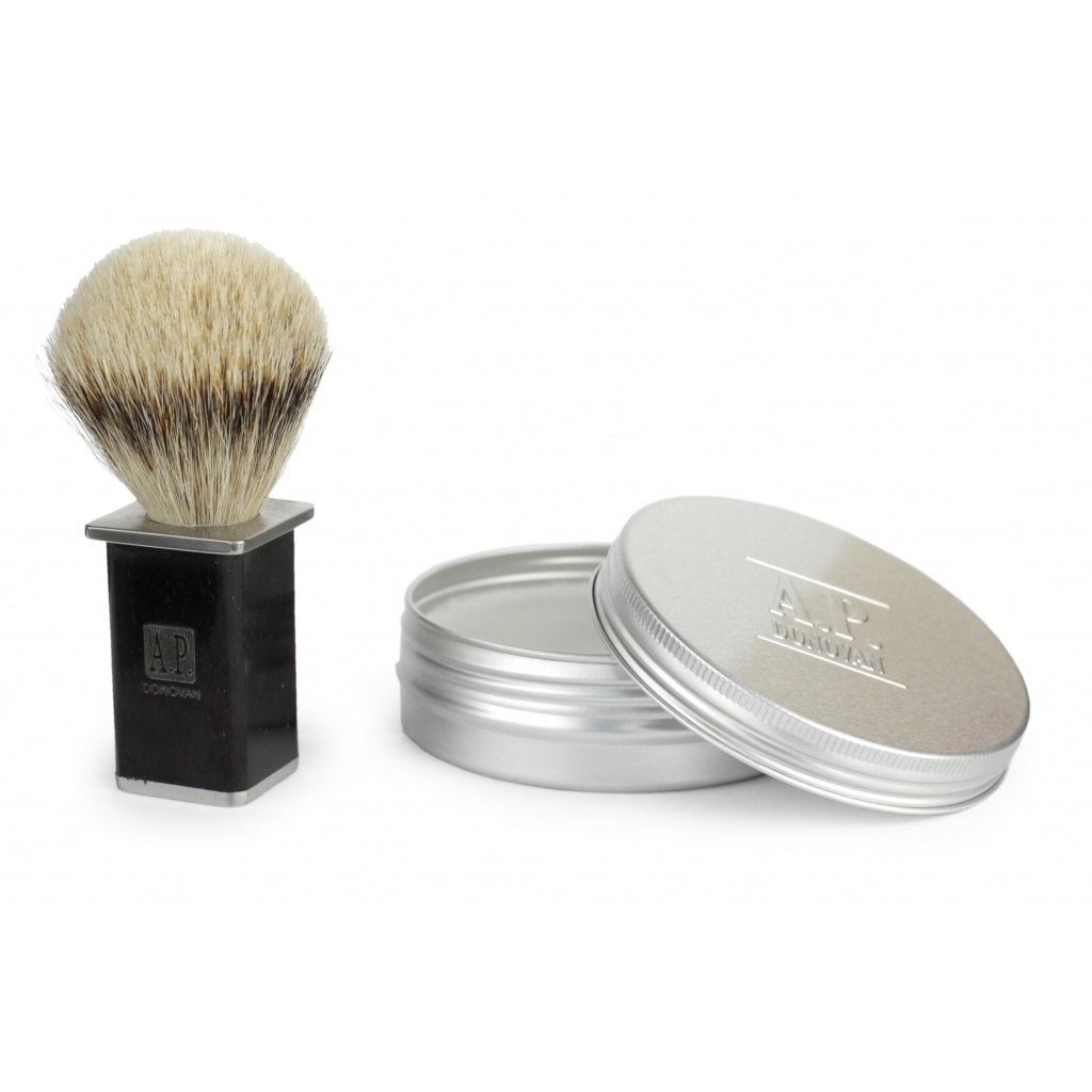 aluminum-jar-for-handmade-silver-badger-shaving-brush-in-sandalwood-handle-110g-vegetable-shaving