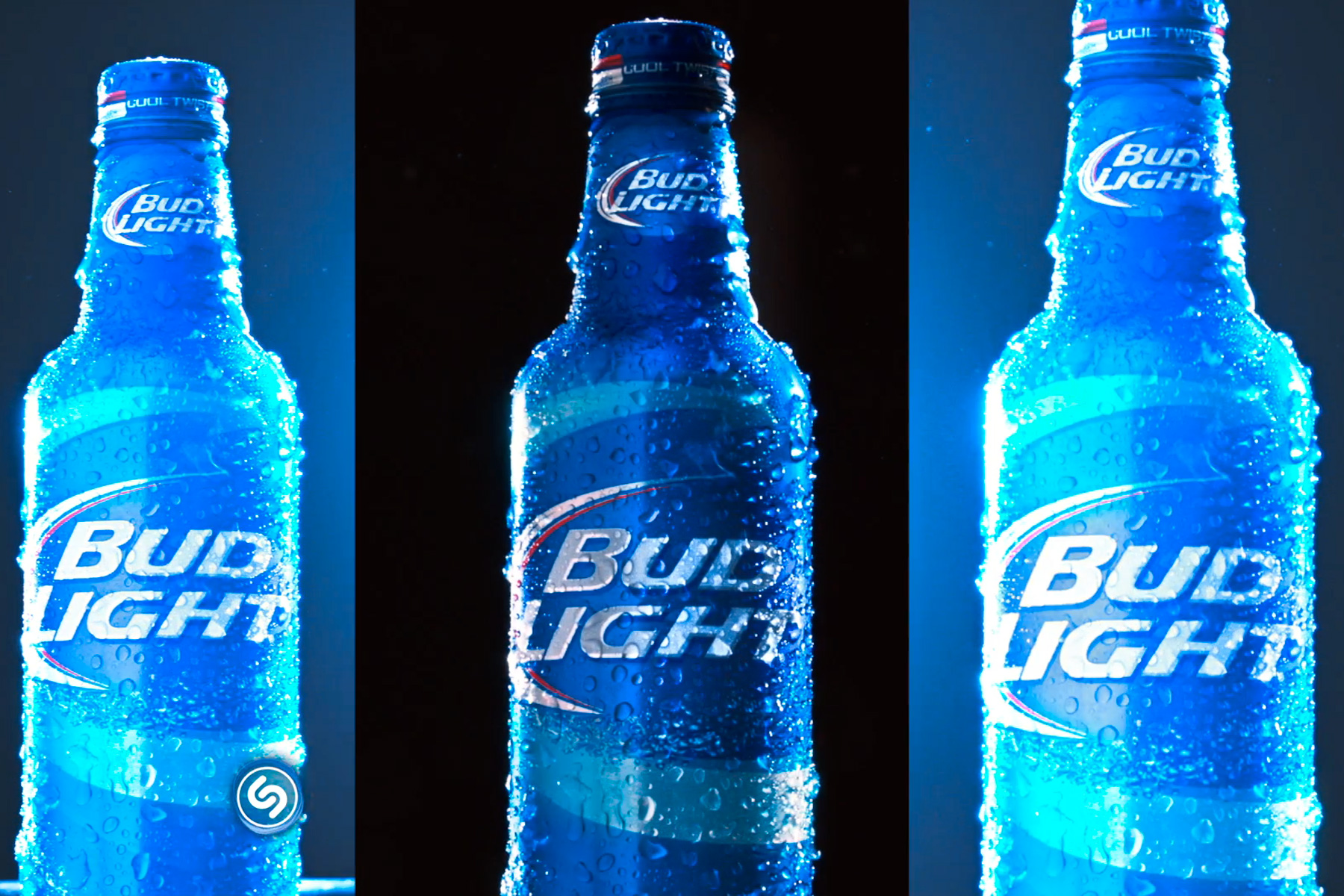 Aluminum bottle is a bud light package for beer. 