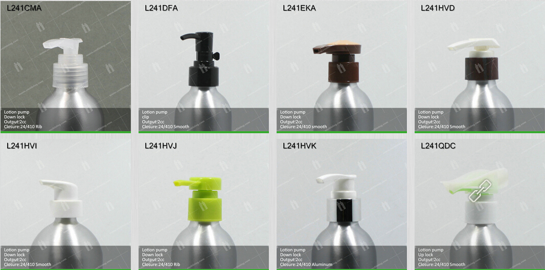 bouteille de lotion en aluminium