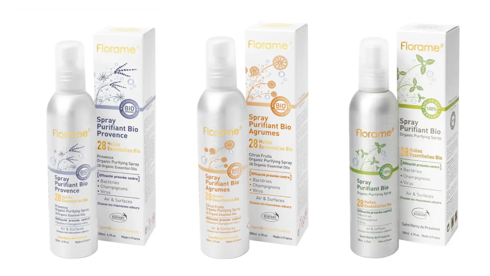 Алюминиевая бутылка Florame объемом 180 мл для очищения и сохранения свежести.