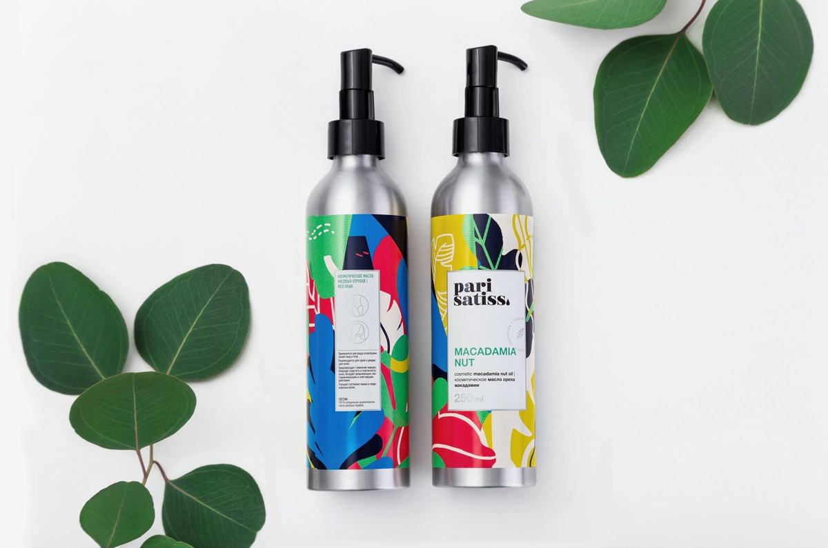Алюминиевая бутылка Pari Satiss объемом 250 мл для салона красоты.