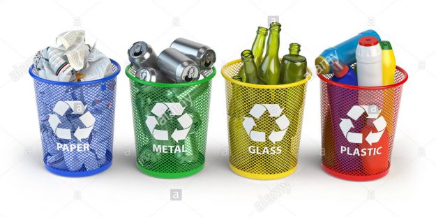 colored-trash-bins-for-recycle-paper-plastic-glass-and-metal-isolated-HP4DKN
