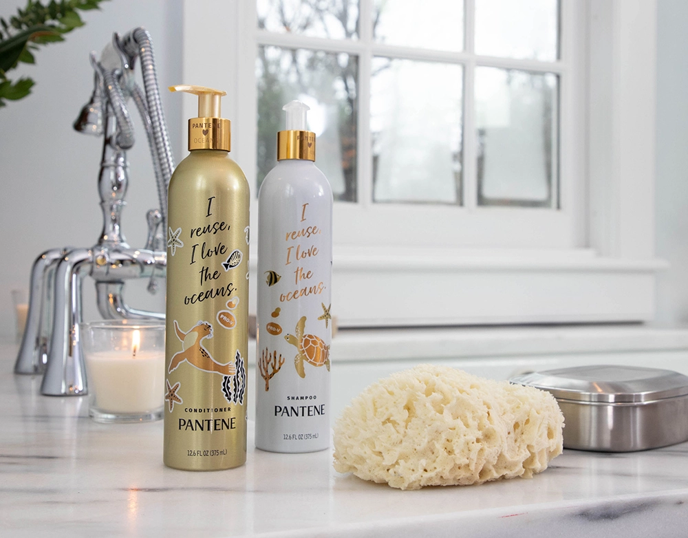 Flacon en aluminium Pantene de 375 ml pour shampoing