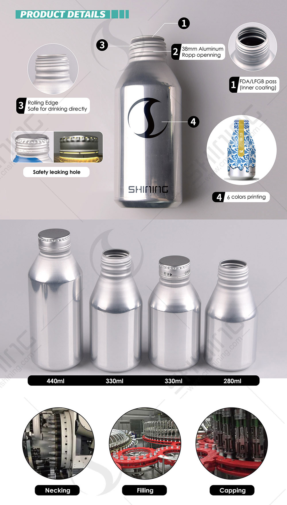 Botella de aluminio de pared delgada