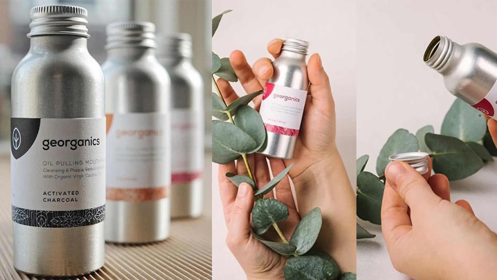 Алюминиевая бутылка GEORGANICS объемом 100 мл для ополаскивателя для рта.