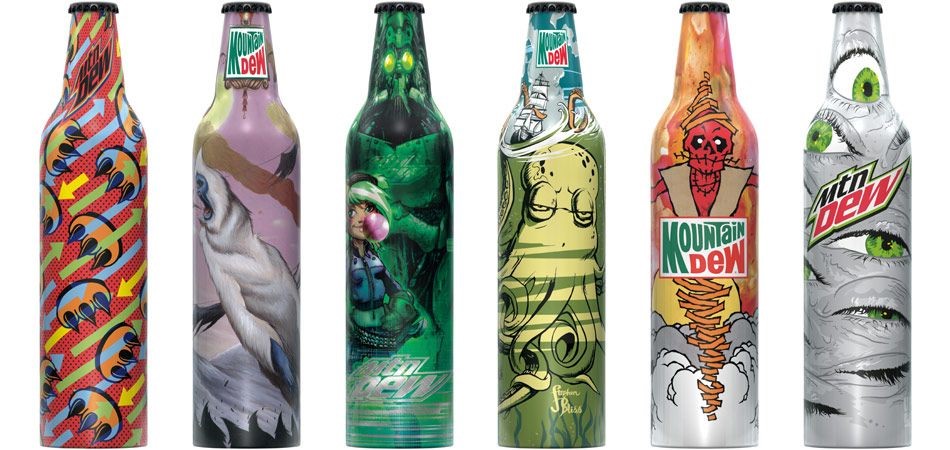 Aluminum mountain dew bottles