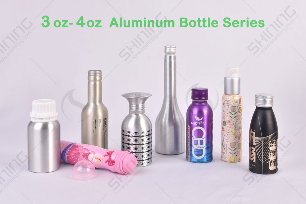 Botella de aluminio de 3 oz 4 oz y botella de aluminio de 100 ml