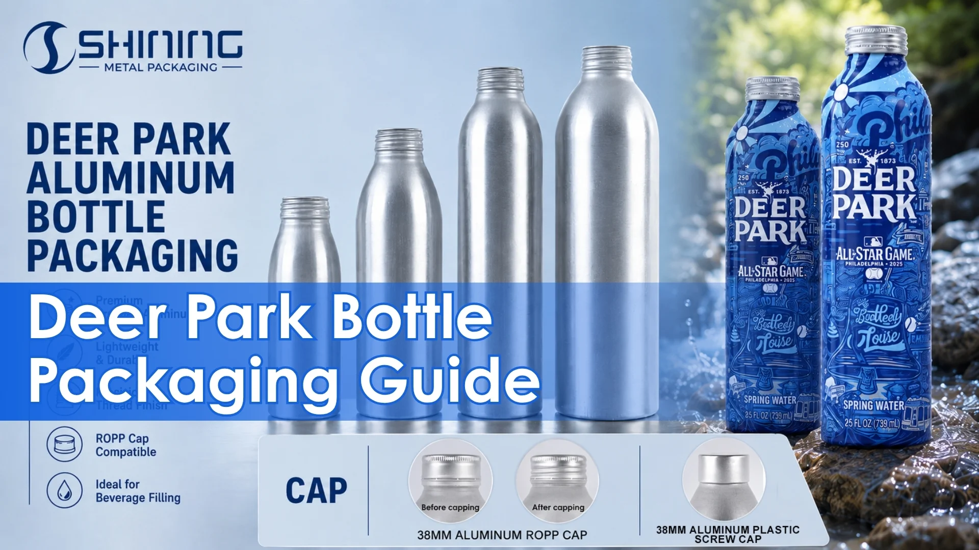 Deer Park Aluminum Bottle Packaging Guide – 25 fl oz Spring Water Aluminum Bottle with Resealable ROPP Cap