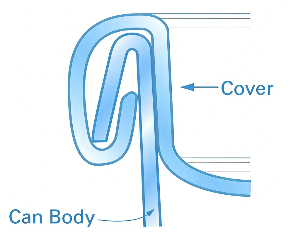 What Is an Aluminum Can? 1 Double seam can structure with five-layer metal interlock