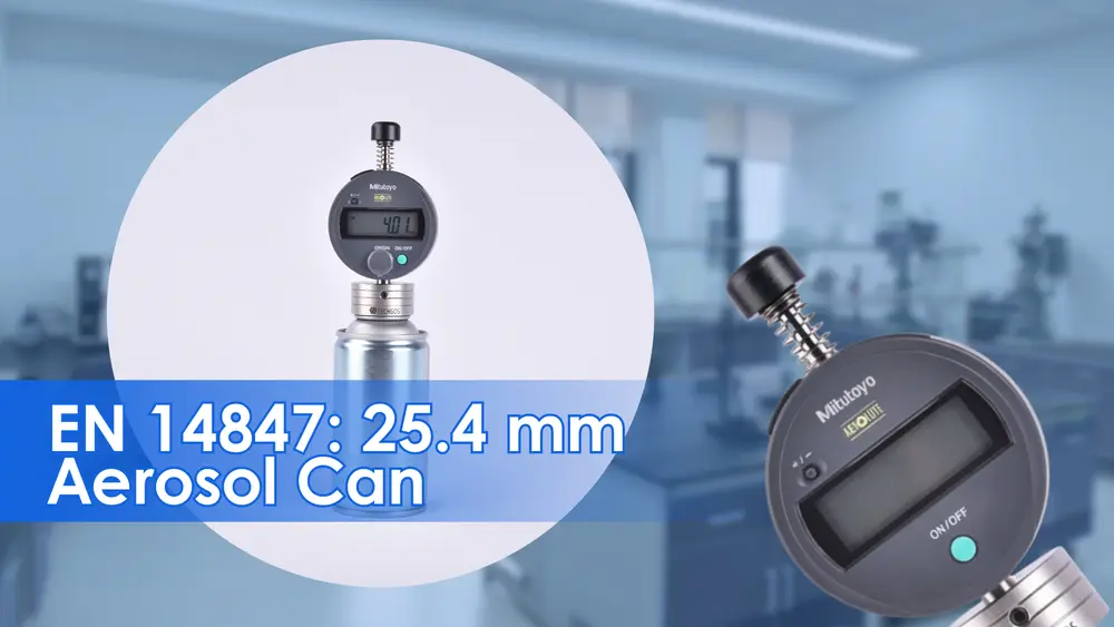EN 14847 standard for 25.4 mm tinplate aerosol can aperture showing contact height measurement and valve sealing interface