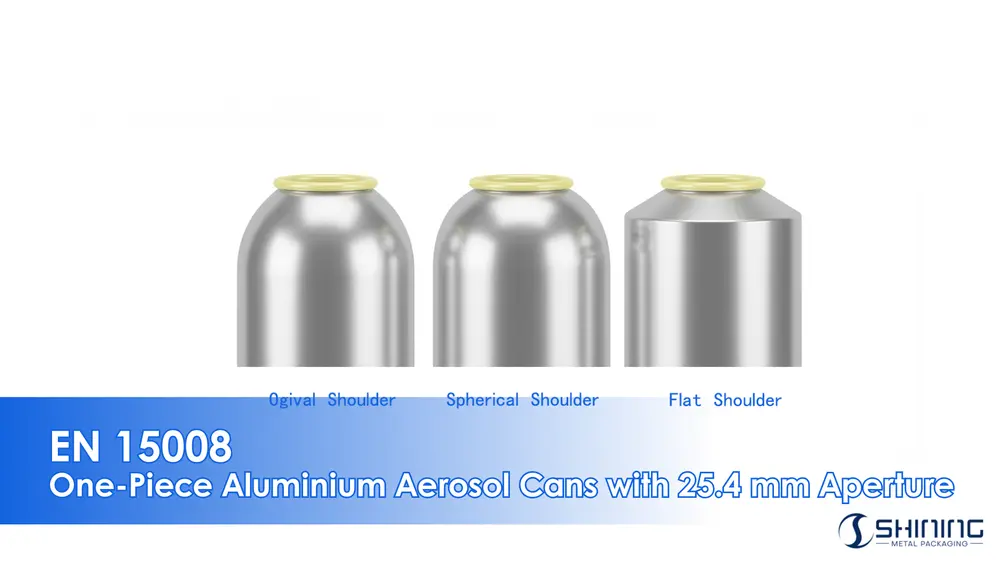 EN 15008 einteilige Aluminium-Aerosoldosen mit 25,4 mm Öffnung, die Standardbehälterformate zeigen