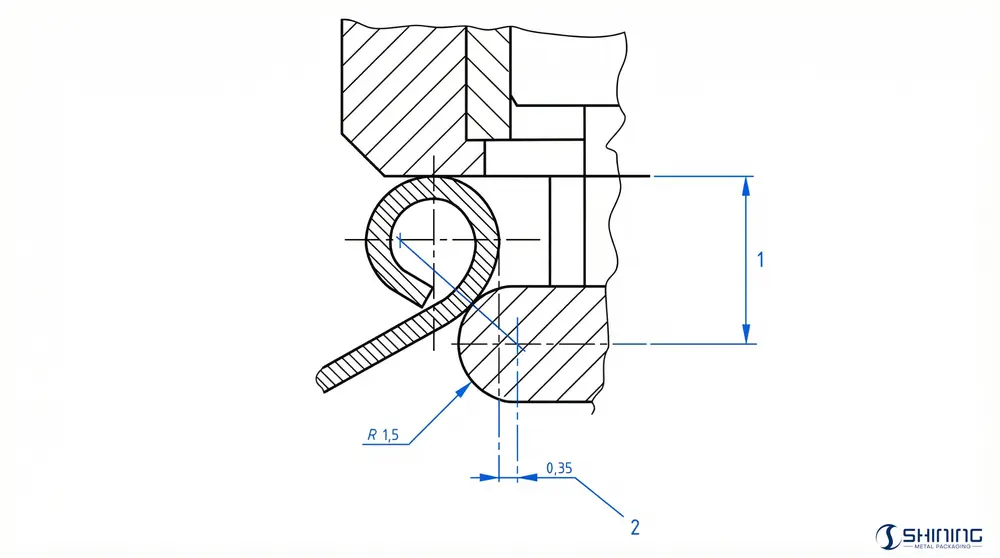 Instrumentengeometrie mit Angabe der Kontakthöhe und der festen Instrumentenkonstante