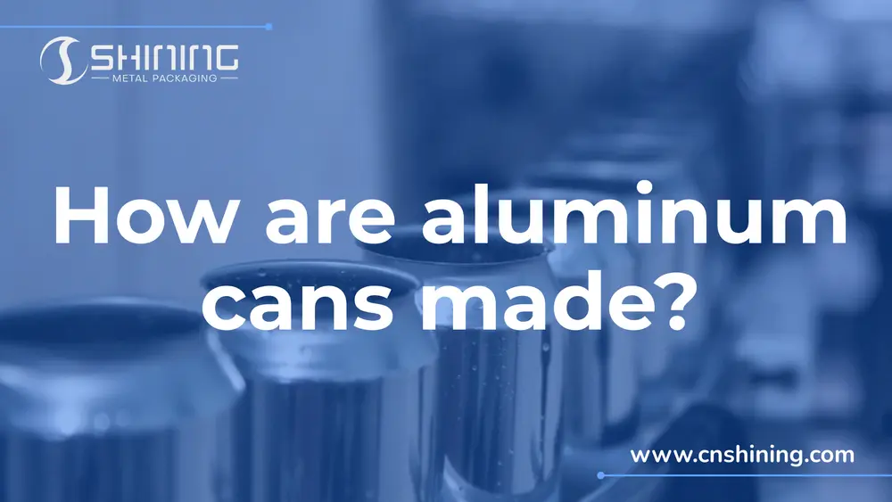 Aluminum can manufacturing production line showing formed can bodies with headline “How are aluminum cans made?”