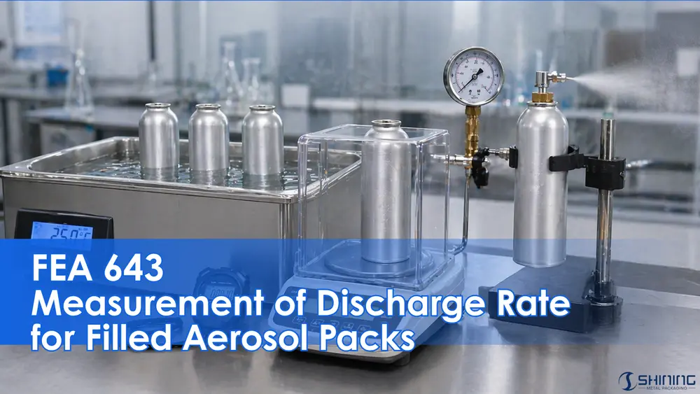 O equipamento FEA 643 é um equipamento para teste de taxa de descarga de aerossol com balança de alta precisão e temporizador digital para medição da vazão em g/s sob condições controladas de 25°C.