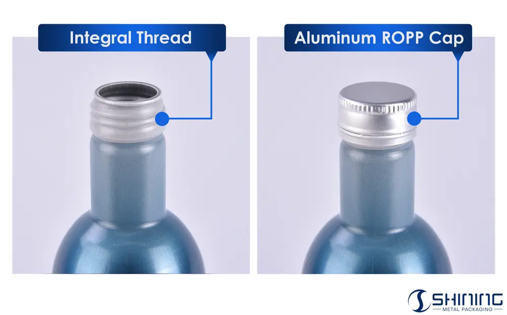 Экологичная алюминиевая бутылка из мономатериала со встроенной резьбой и крышкой из материала ROPP.