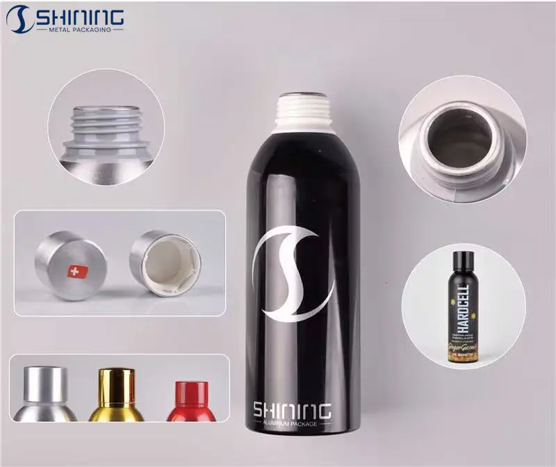 Guia de Tampas de Alumínio para Garrafas: Tipos, Especificações e Vedação 2 Garrafas de alumínio personalizadas com tampas de rosca de alumínio com bordas enroladas.