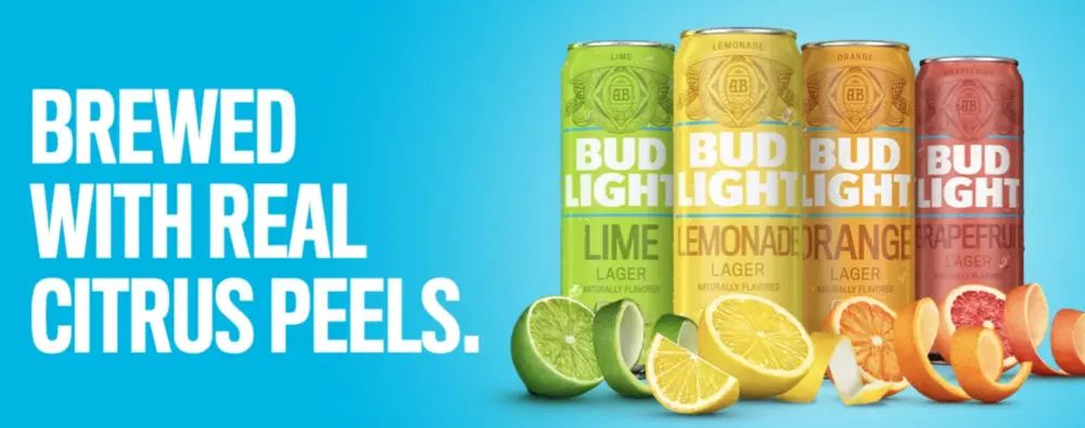 Les canettes élégantes de Bud Light et de bières aromatisées mettent en avant un positionnement faible en calories et une stratégie d'emballage flexible