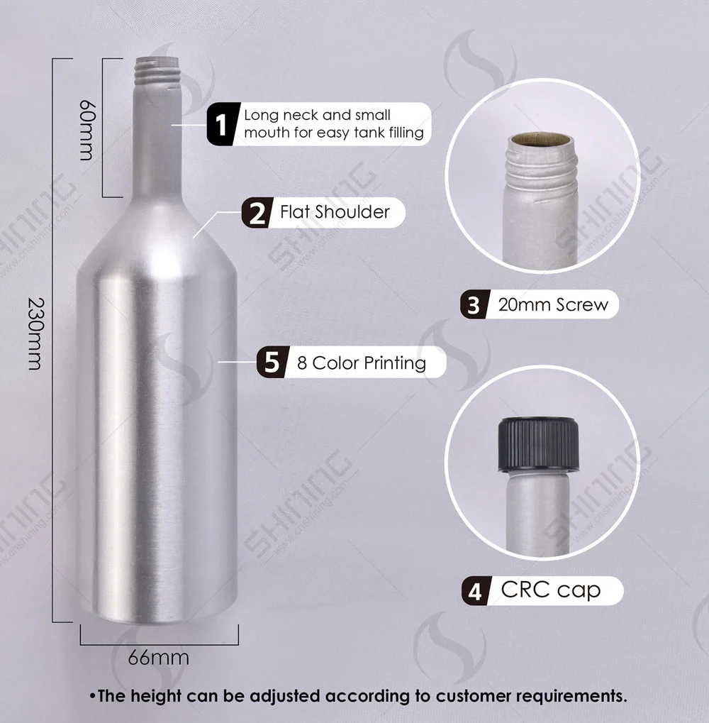 Bouteille en aluminium de 500 ml pour nettoyant pour système d'alimentation