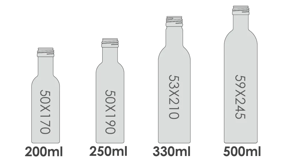 Aluminum Liquor Bottles Size & Volume