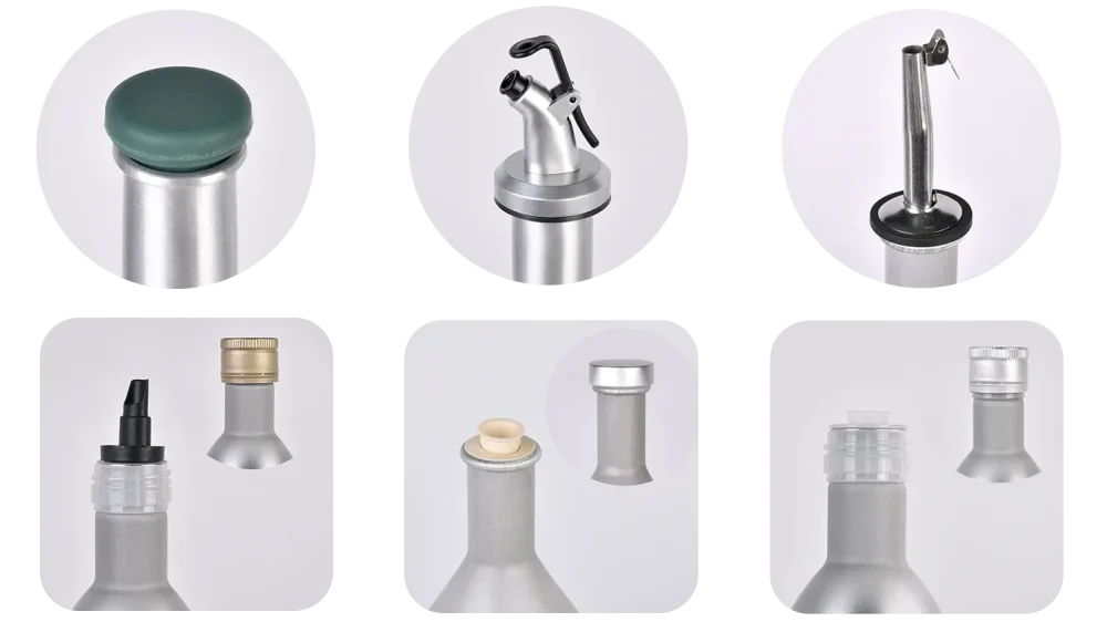 Алюминиевая крышка для бутылки оливкового масла и разливочное устройство.