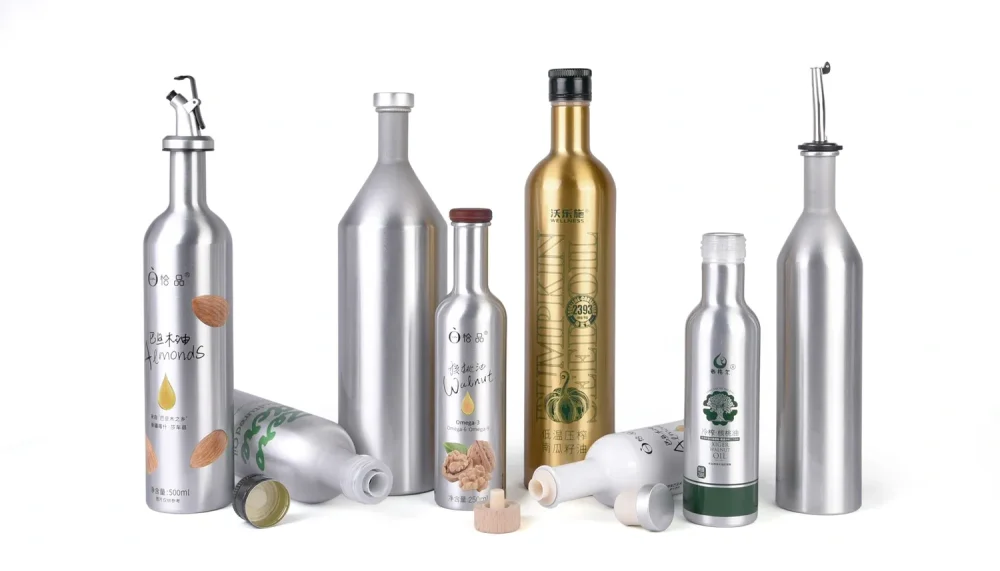 Печать и отделка алюминиевой бутылки для оливкового масла