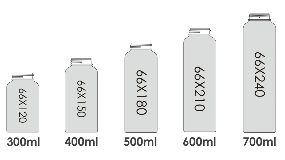 حجم وسعة زجاجة رياضية من الألومنيوم